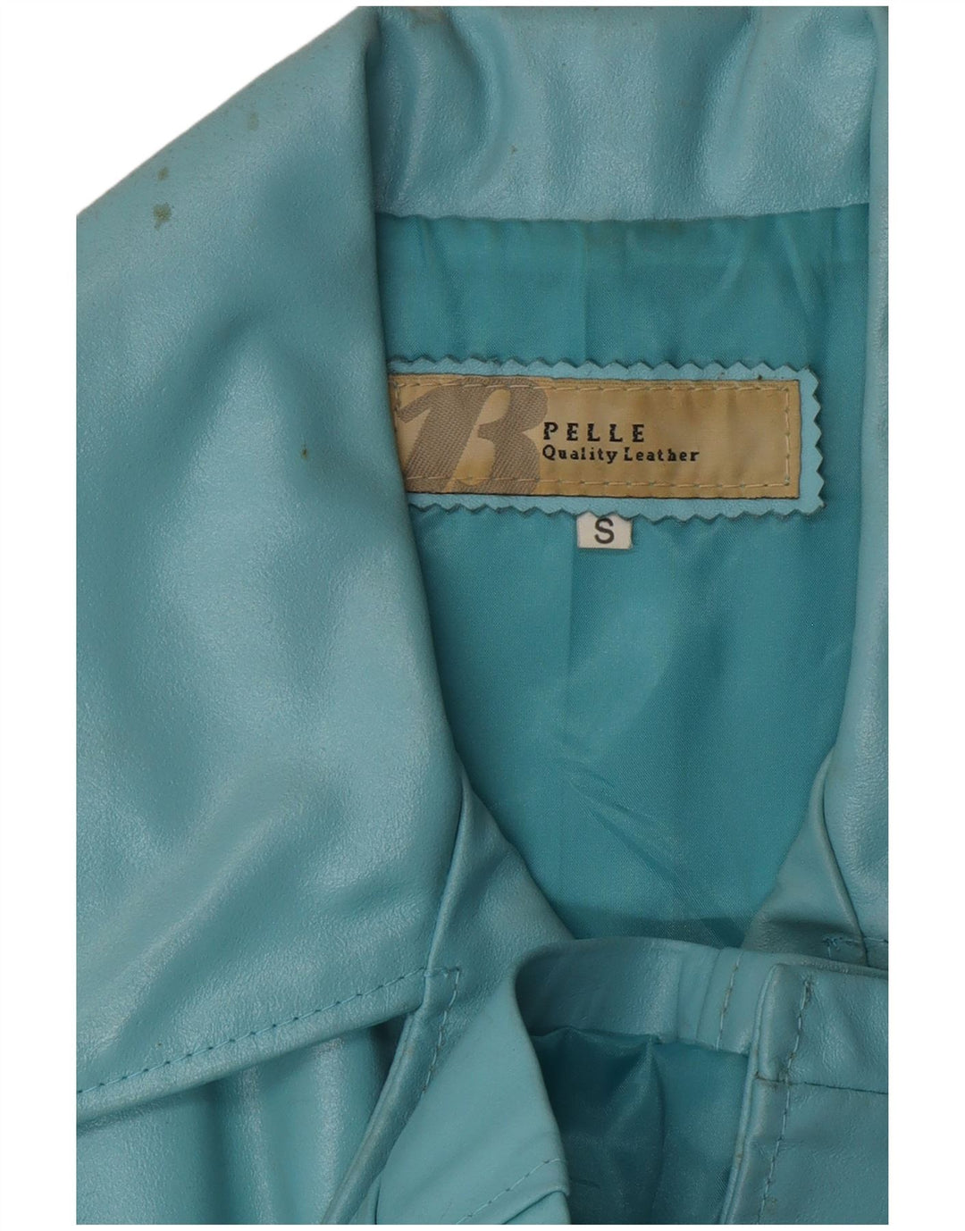 VINTAGE Damen Lederjacke UK 10 Kleines blaues Leder