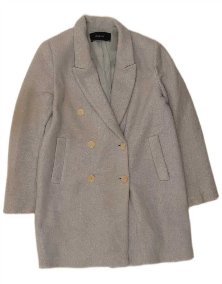 Zara Damen Übergroßer zweireihiger Mantel UK 6 XS Blau meliert