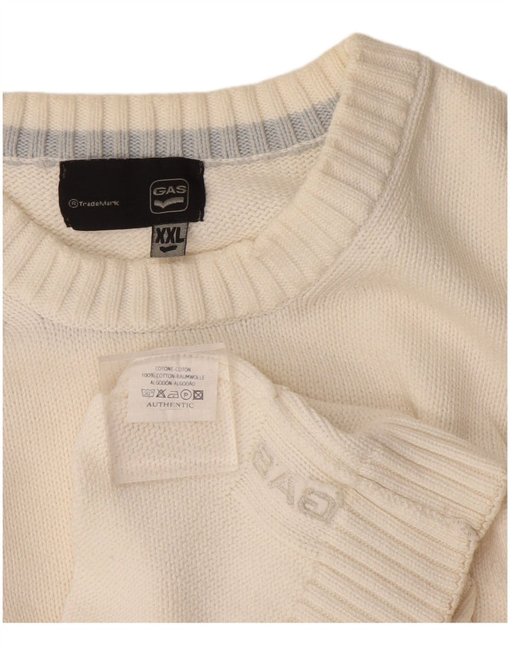 Gas Herren-Pullover mit Rundhalsausschnitt, 2XL, weiße Baumwolle