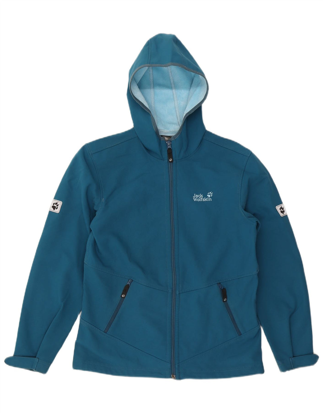 Jack Wolfskin Mädchen-Windbreakerjacke mit Kapuze, 15–16 Jahre, blaues Polyester