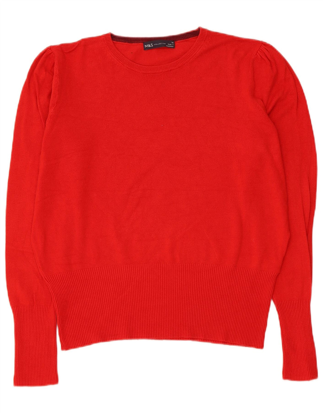 Marks & Spencer Damen-Pullover mit Rundhalsausschnitt, UK 14, Größe L, rote Viskose
