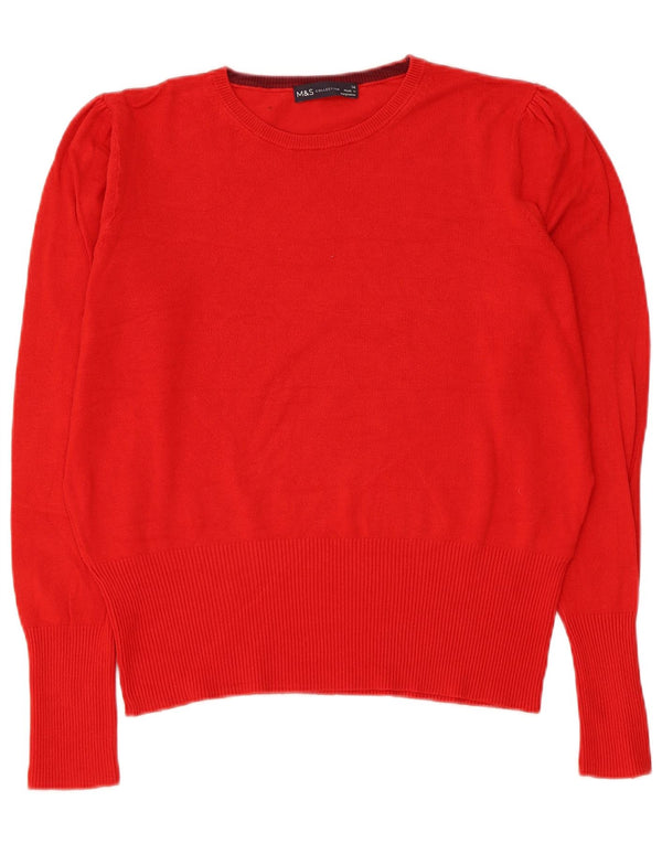 Marks & Spencer Damen-Pullover mit Rundhalsausschnitt, UK 14, Größe L, rote Viskose