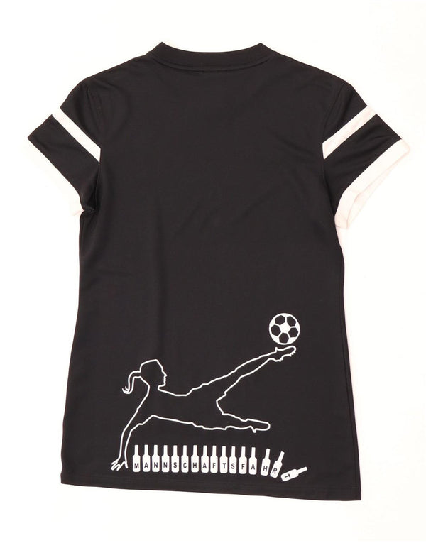 Nike Damen Dri Fit Graphic T-Shirt Top UK 10 Small Schwarz Farbblock