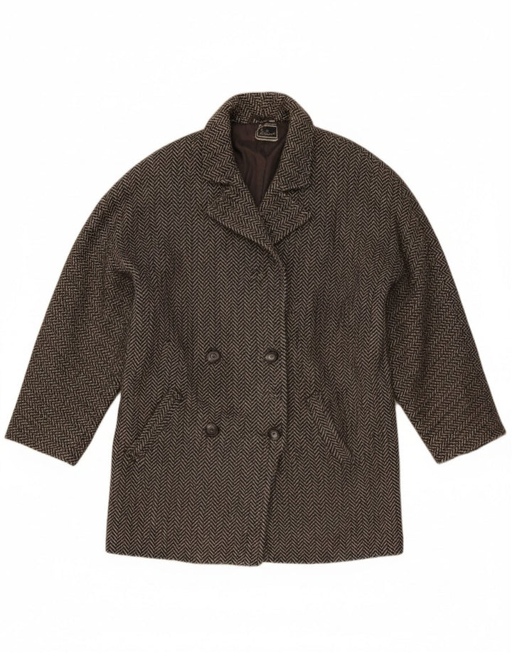 Luisa Spagnoli Damen Blazer Jacke UK 12 Mittelgraues Fischgrätenmuster