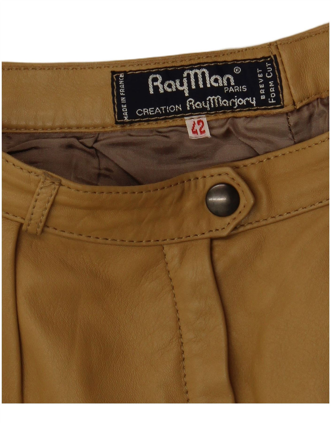 RAY MARJORY Damen-Lederhose mit Zapfen IT 42 Medium W28 L30 Khaki