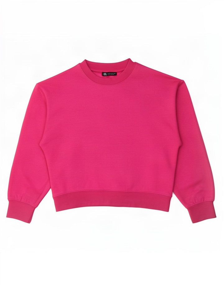Zara Damen Sweatshirt-Pullover UK 14 Mittelrosa Polyester