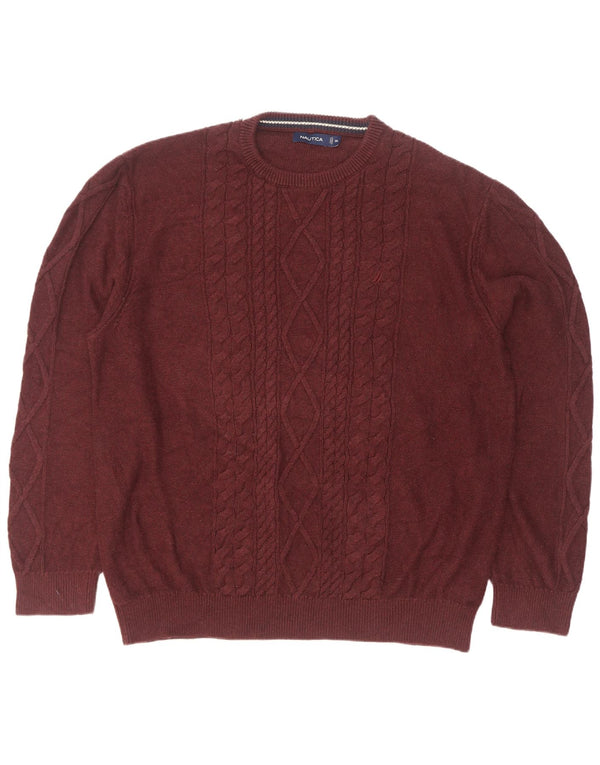 Nautica Herren-Pullover mit Rundhalsausschnitt, 2XL, kastanienbraune Baumwolle