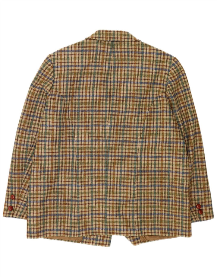 Vintage Damen 3-Knopf-Blazerjacke UK 20 2XL Beige Houndstooth