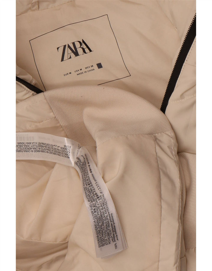 Zara Wattierte Damen-Weste mit Kapuze, UK 12, Mittelweiß, Polyester