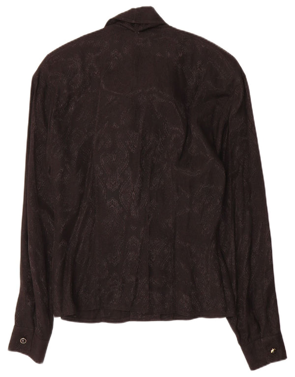 Marella Damen-Hemdbluse mit Vorderkrawatte, Gr. 44, Größe L, Schwarz, Paisley-Acetat