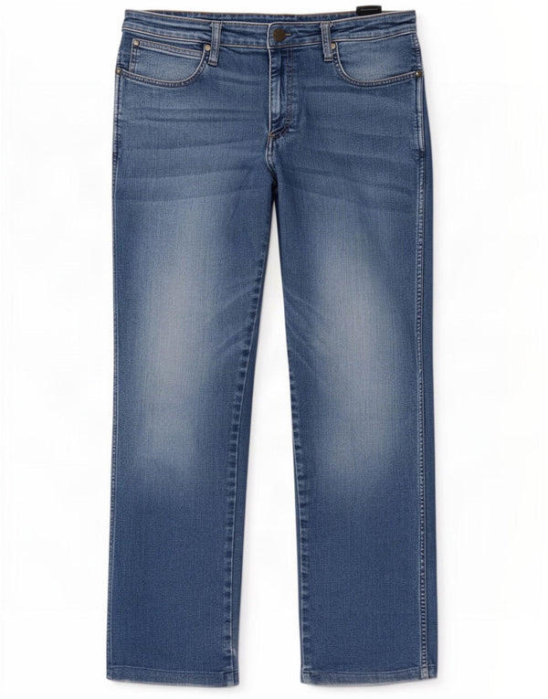 Wrangler Mens Mid Rise Regular Fit Straight Jeans W36 L32 Blue Cotton
