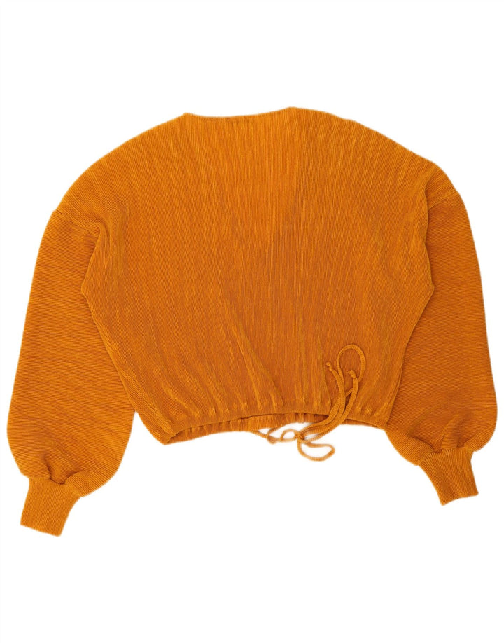 Zara Damen Trafaluc Crop Batwing Bluse Top UK 14 Mittelorange Polyester