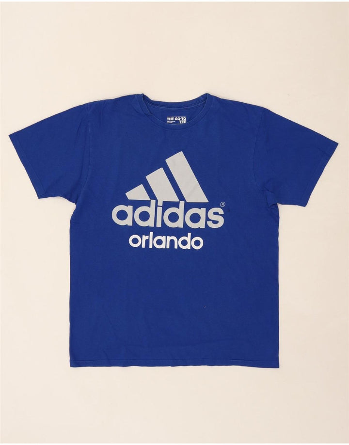 ADIDAS Mens Graphic T-Shirt Top Large Blue Cotton Vintage Adidas and Second-Hand Adidas from Messina Hembry 