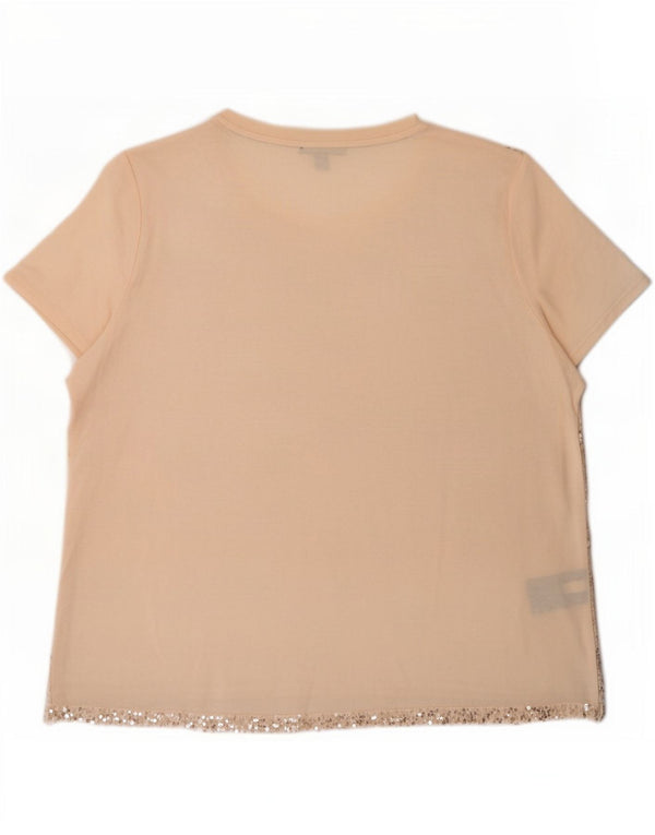 Tommy Hilfiger Damen T-Shirt mit Pailletten, UK 18, XL, Rosa, Baumwolle