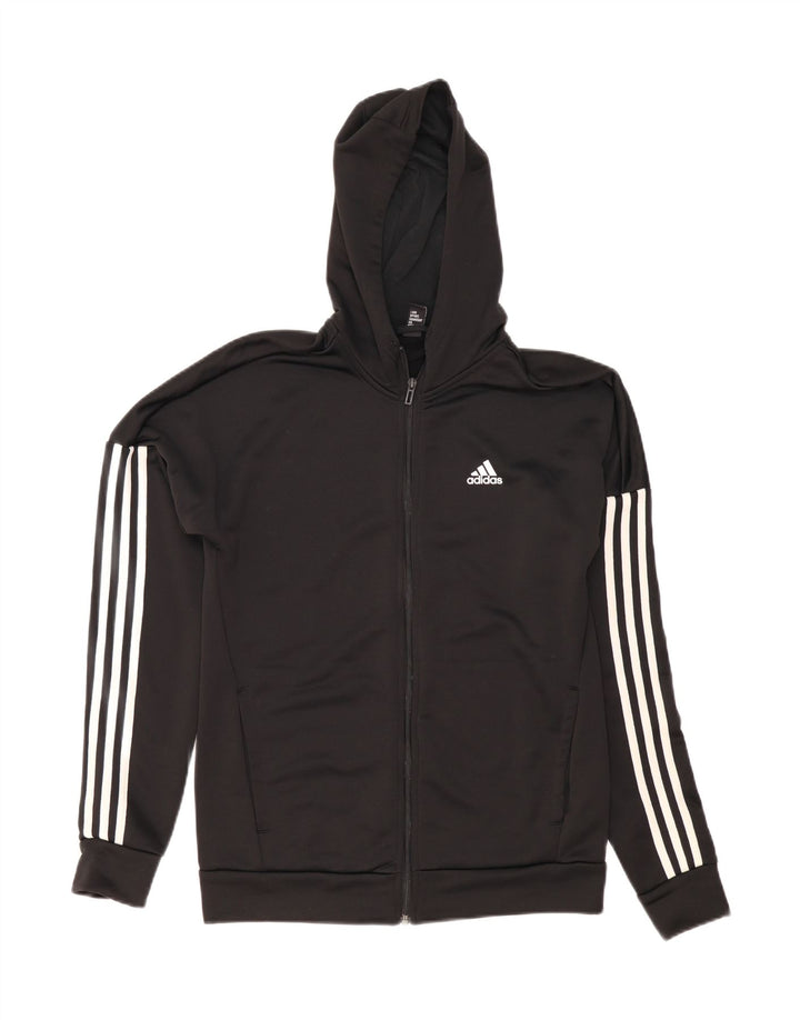 Adidas Herren Zip Hoodie Pullover UK 38/40 Mittelschwarzes Polyester