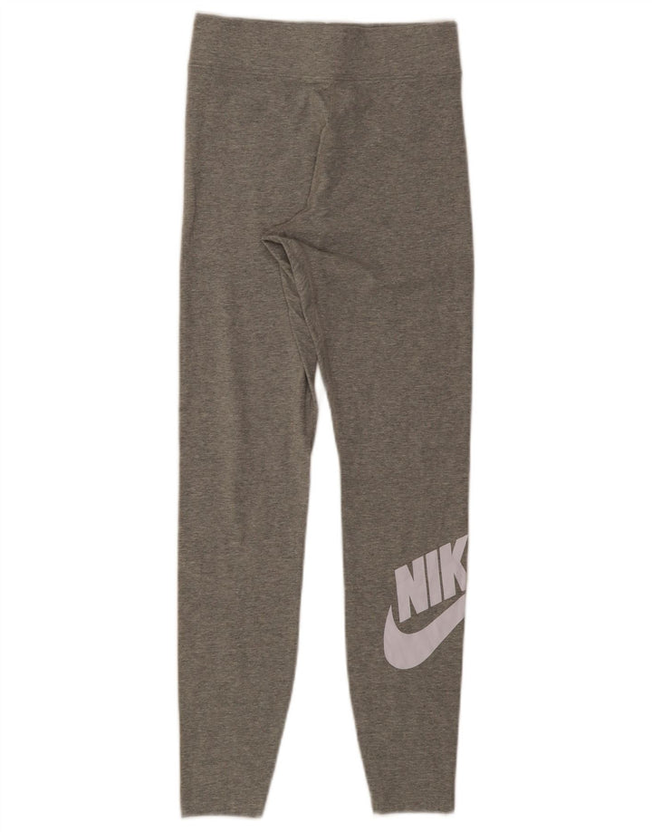 NIKE Damen-Leggings mit Grafik, UK 8, Größe S, grau gefleckte Baumwolle