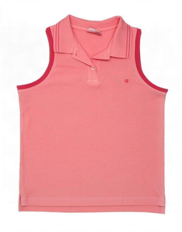 Champion Damen ärmelloses Poloshirt UK 14 Large Rosa Baumwolle