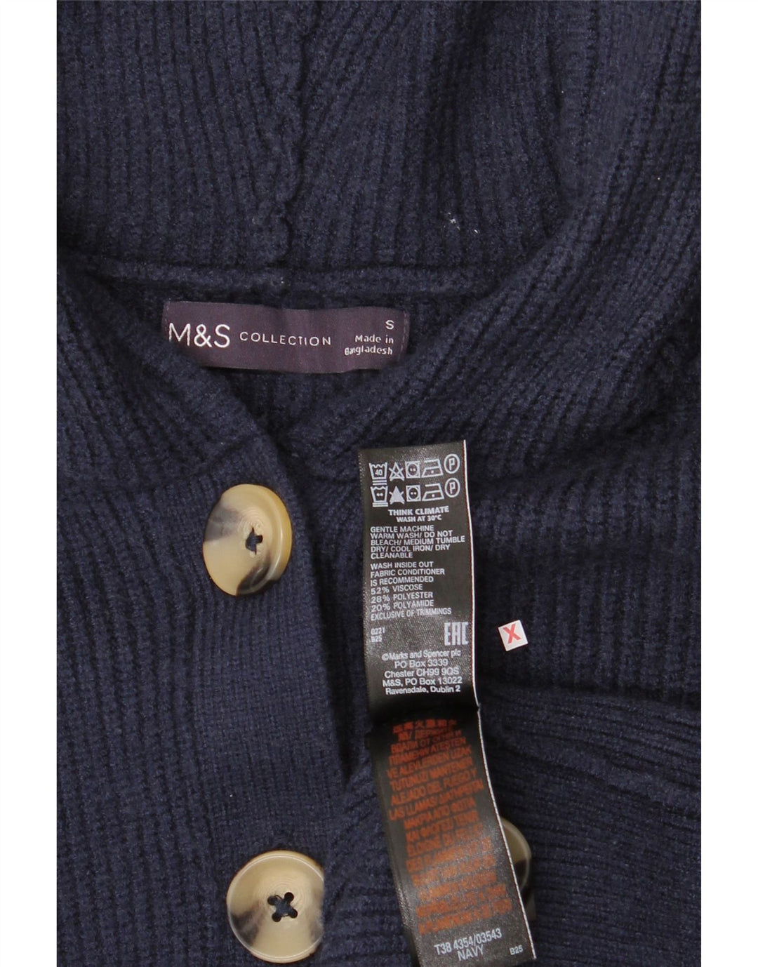 Marks & Spencer Damen Crop Cardigan mit Kapuze, Gr. 10, Marineblau