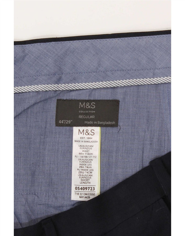 Marks & Spencer Herren-Hose, normal geschnitten, W44, L26, Marineblau, Polyester