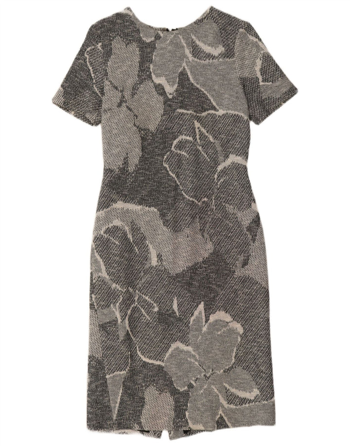 Hugo Boss Damen Etuikleid UK 12 Mittelgrau geblümt