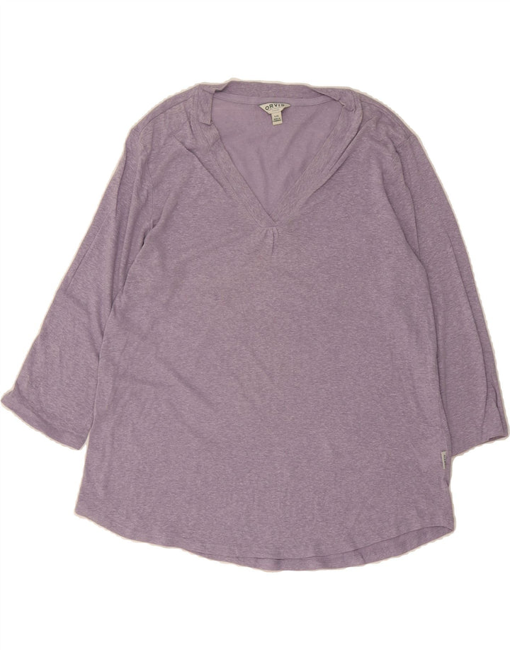 ORVIS Womens Top 3/4 Sleeve UK 16 Large Purple Linen Vintage Orvis and Second-Hand Orvis from Messina Hembry 