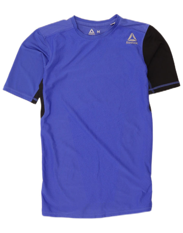 Reebok Damen T-Shirt Top UK 12 Mittelblaues Colourblock-Polyester