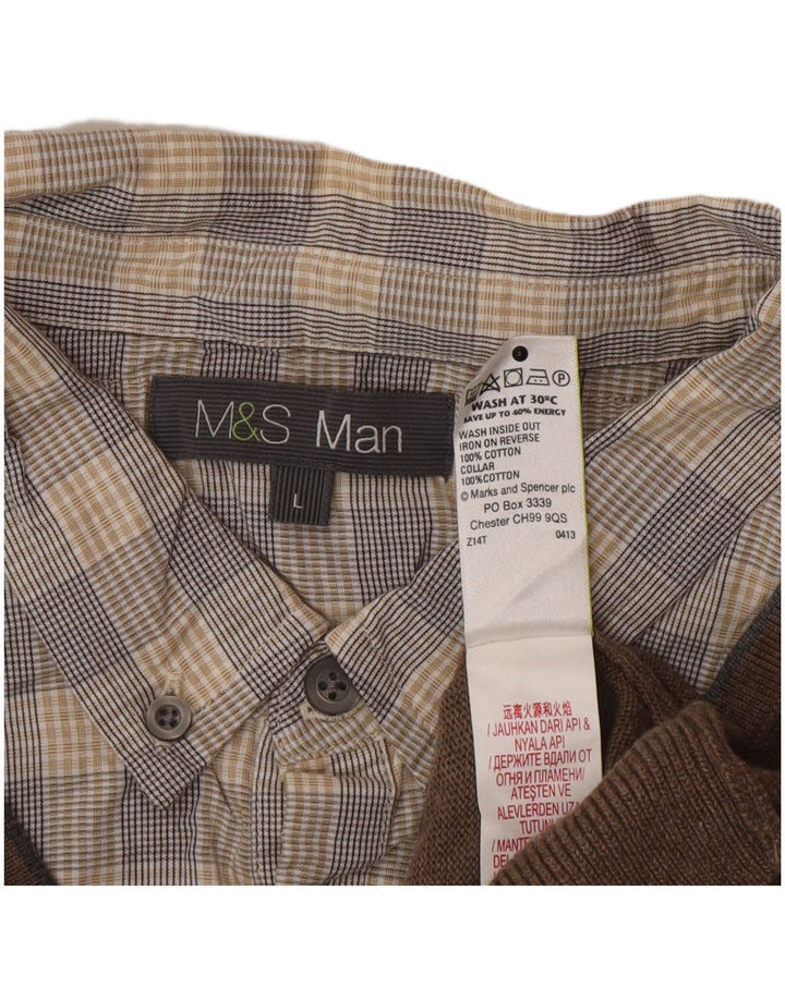 Marks & Spencer Herren-Pullover mit Rollkragen, groß, aus brauner Baumwolle