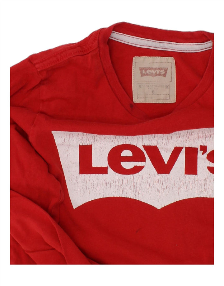 LEVI'S Boys Graphic Top Long Sleeve 7-8 Years Red Cotton Vintage Levi's and Second-Hand Levi's from Messina Hembry 