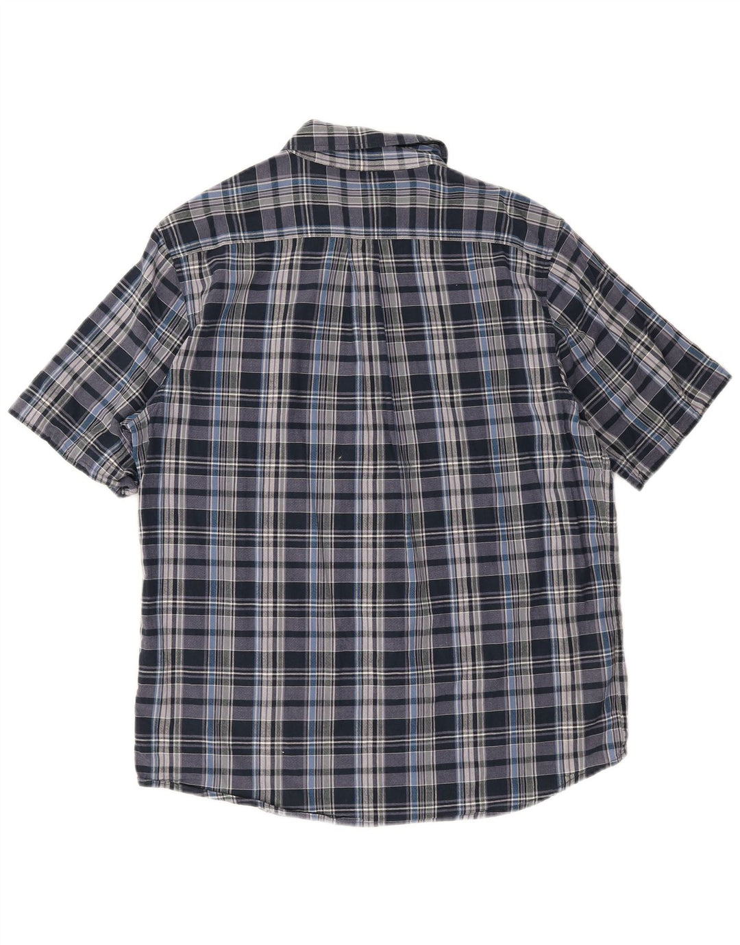 Woolrich Herren-Hemd, kurzärmelig, normale Passform, groß, blau, kariert, Baumwolle