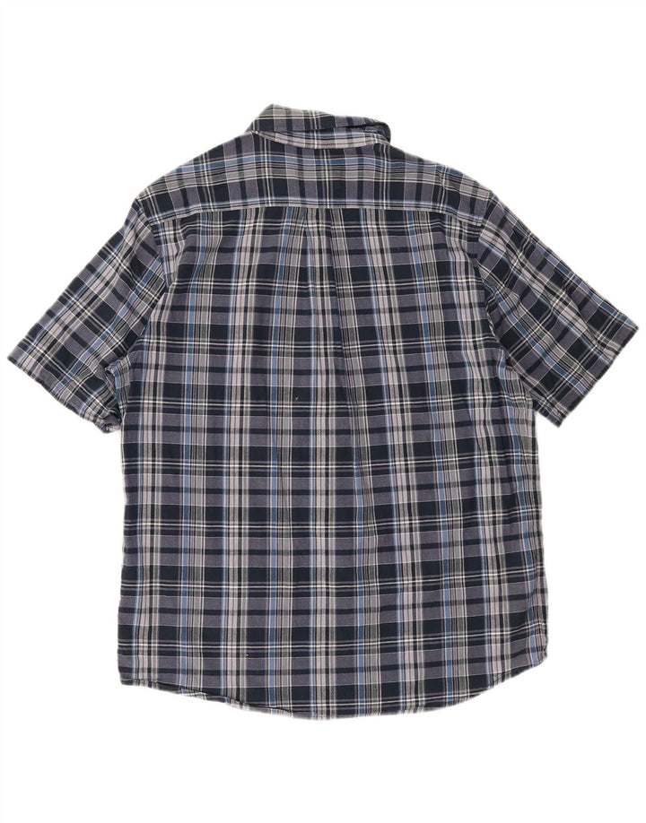 Woolrich Herren-Hemd, kurzärmelig, normale Passform, groß, blau, kariert, Baumwolle