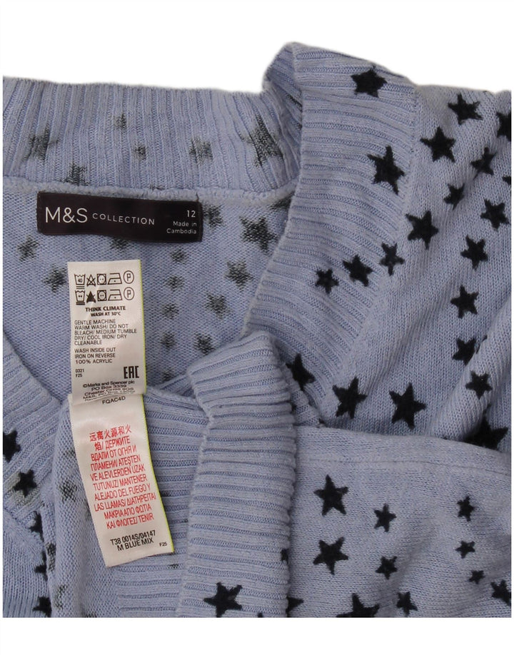 Marks & Spencer Damen-Pullover mit abstraktem Muster und V-Ausschnitt, Gr. 12, Größe M