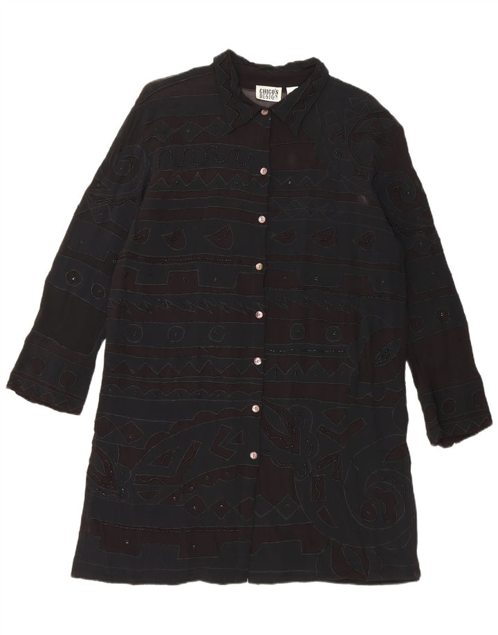 Chico's Damen-Hemdkleid, UK-Größe 44, mittlerer schwarzer geometrischer Viskose
