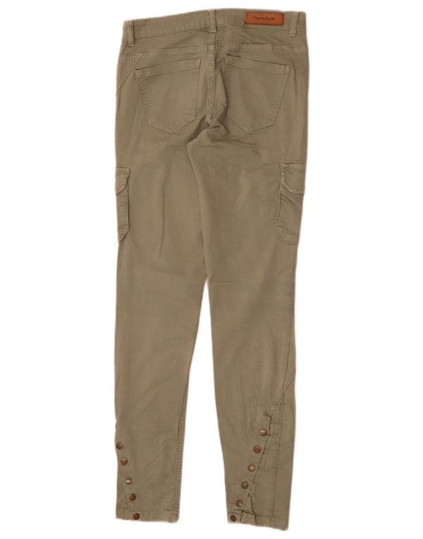 Zara Damen Slim Cargohose EU 34 2XS W24 L28 Khaki Baumwolle