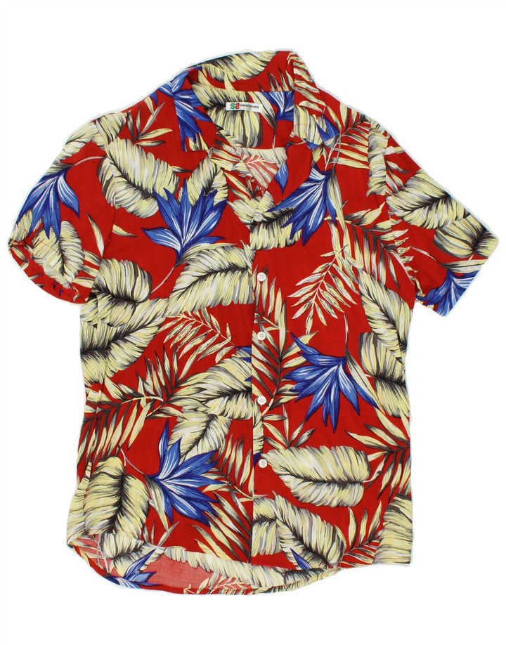 VINTAGE Mens Abstract Pattern Short Sleeve Shirt Large Red Rayon Vintage Vintage and Second-Hand Vintage from Messina Hembry 