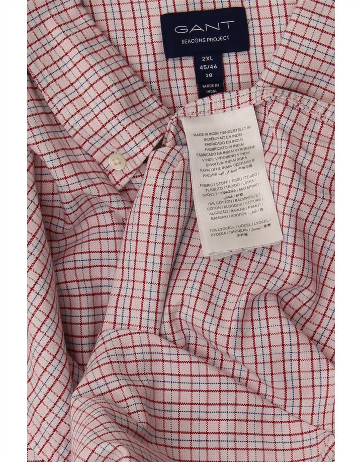 GANT Mens Shirt Size 18 45/46 2XL Pink Check Cotton Vintage Gant and Second-Hand Gant from Messina Hembry 