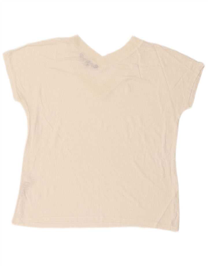 French Connection Damen Crop T-Shirt Top UK 10 Small Off White Linen