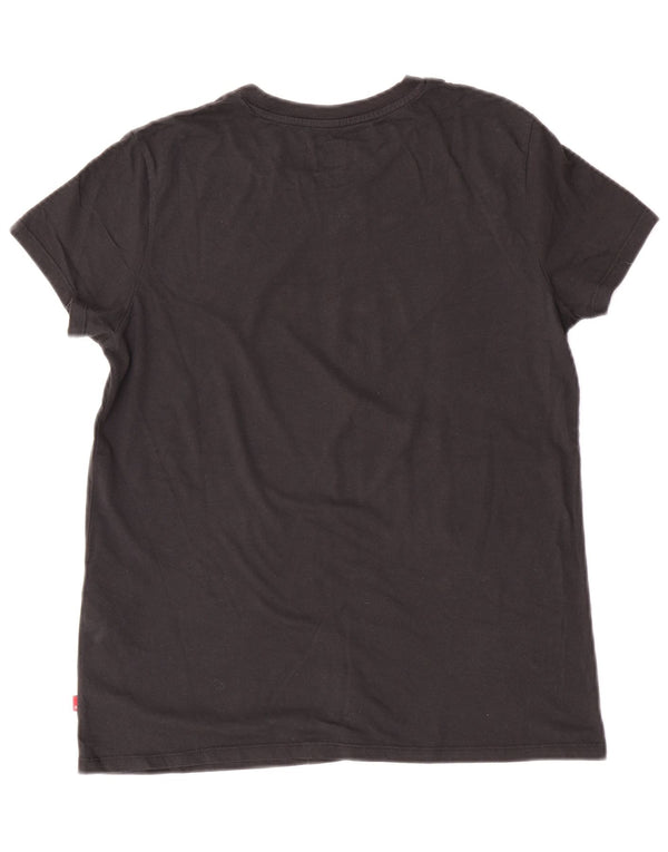 Levi's Womens Graphic T-Shirt Top UK 14 Mittelschwarze Baumwolle