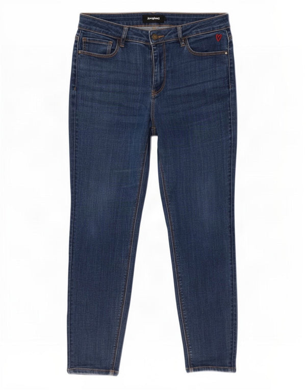 Desigual Damen Mid Rise Skinny Jeans EU 42 Large W30 L27 Marineblau