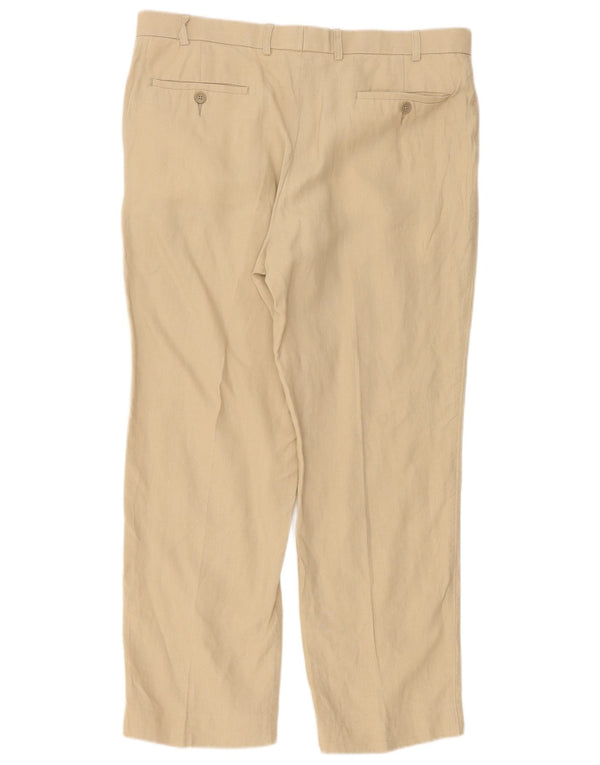 Gerade Herren-Anzughose von Marks & Spencer, W38, L31, Beige, Leinen
