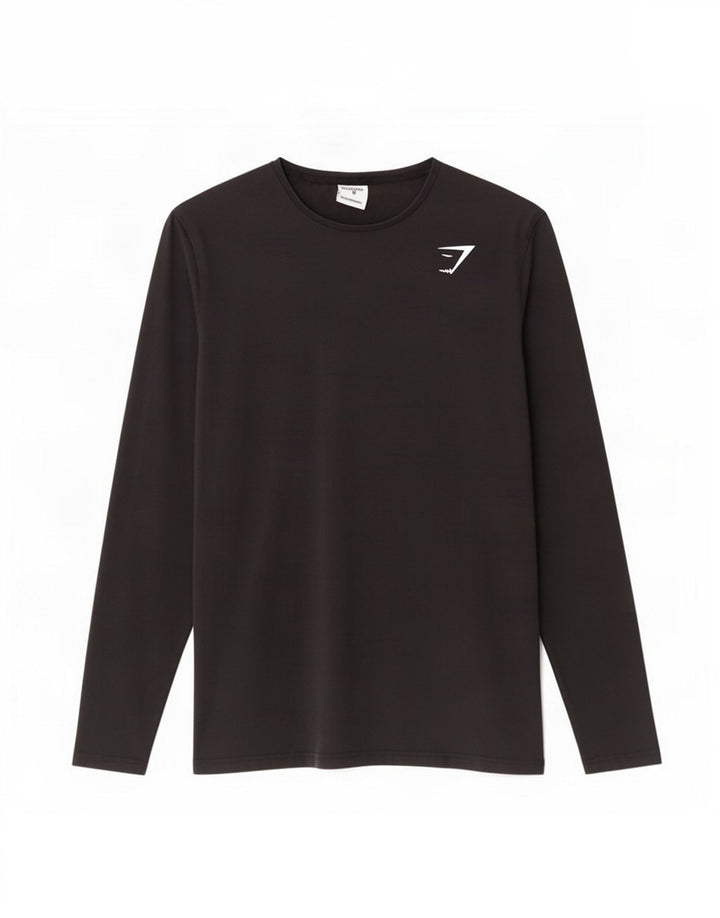 Gymshark Herren-Top, langärmelig, mittelschwarz, Baumwolle