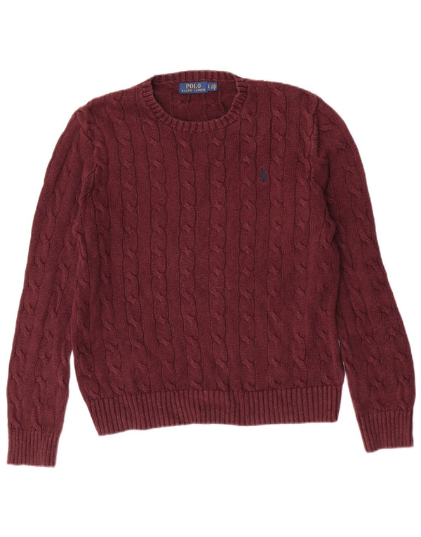 Polo Ralph Lauren Herren-Pullover mit Rundhalsausschnitt, Größe S, kastanienbraune Baumwolle