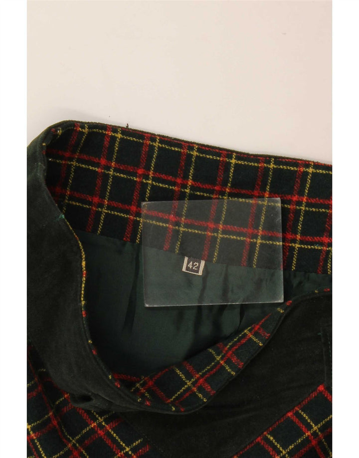 Vintage Damen A-Linienrock IT 42 Medium W26 Grün kariert