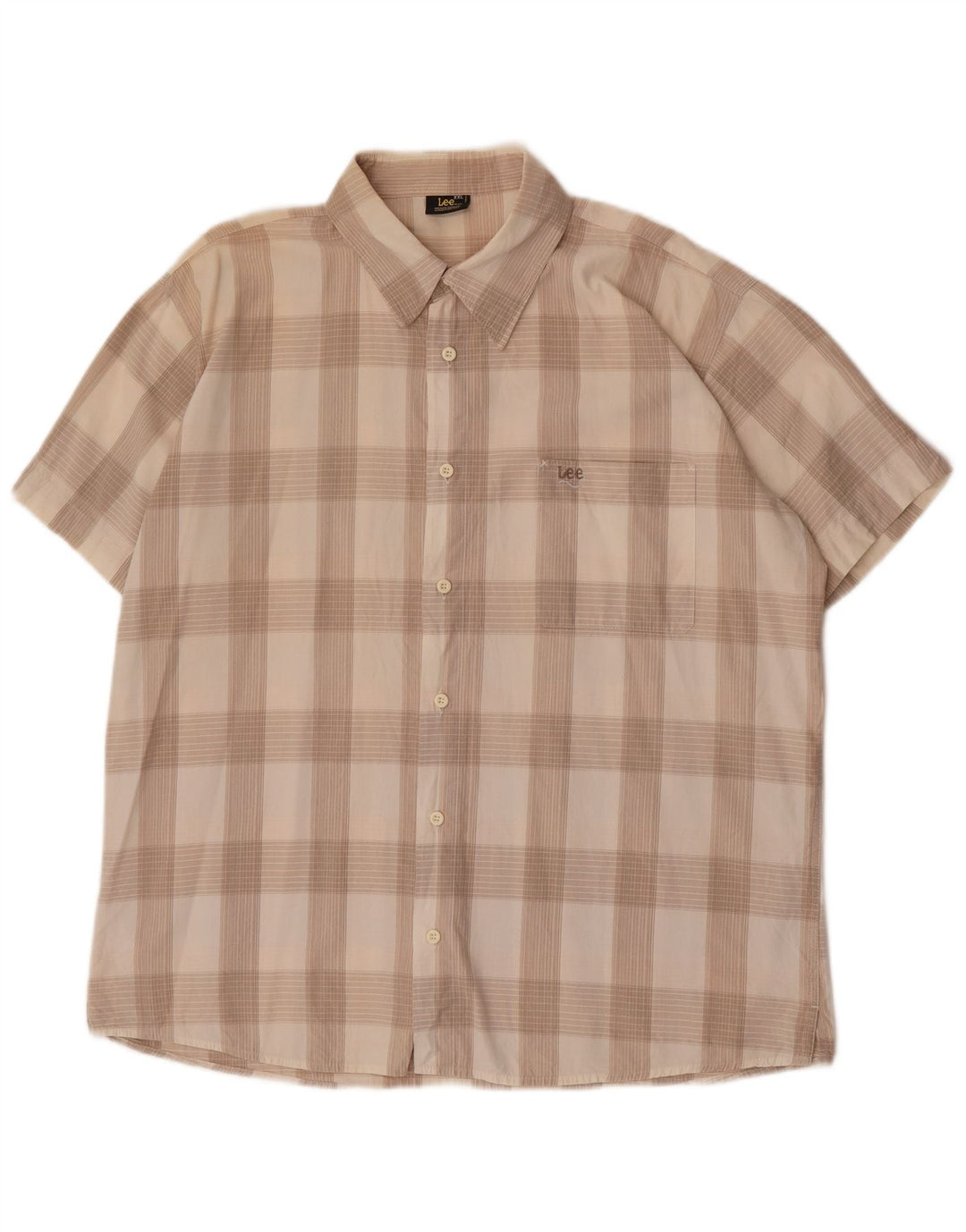 Lee Herren Kurzarmhemd 2XL Beige kariert Baumwolle
