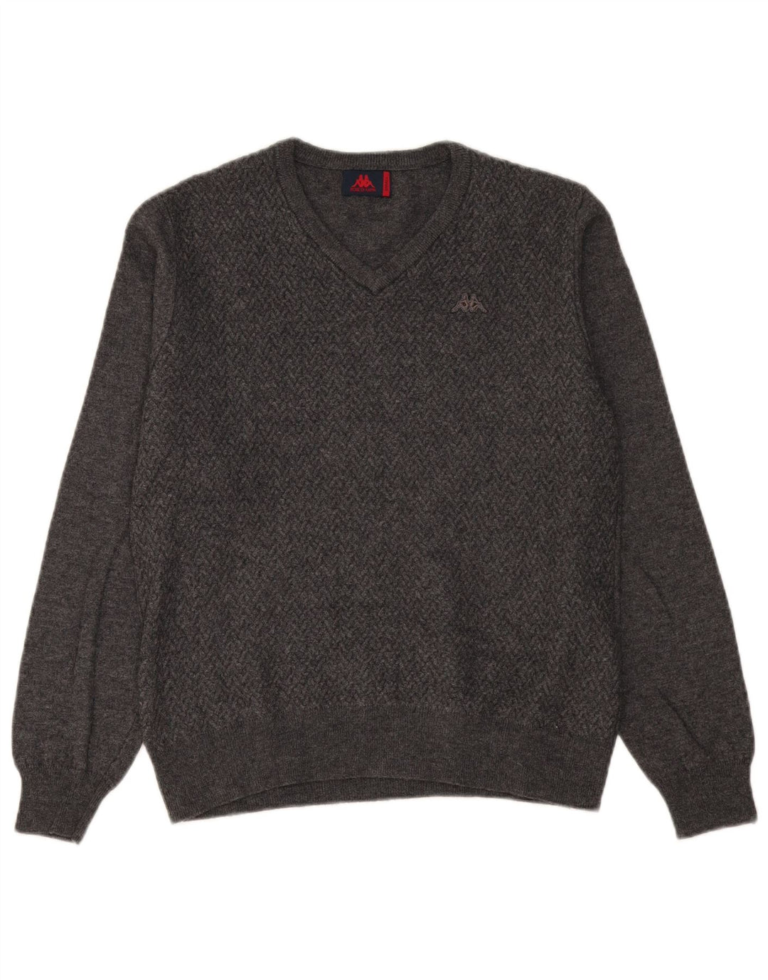 Kappa Herren-Pullover mit V-Ausschnitt, kleine graue Chevron-Wolle