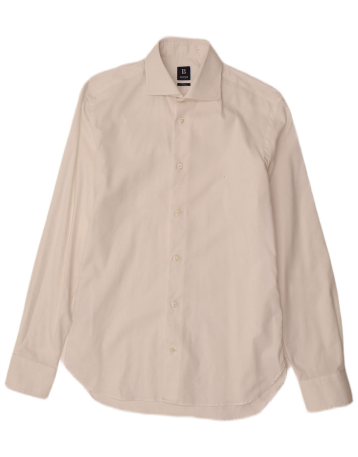 Boggi Herren Slim Fit Hemd Größe 39 15 1/2 Mittelweiße Baumwolle