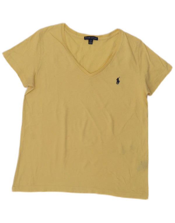 Ralph Lauren Damen T-Shirt Top UK 14 Large Gelb Baumwolle