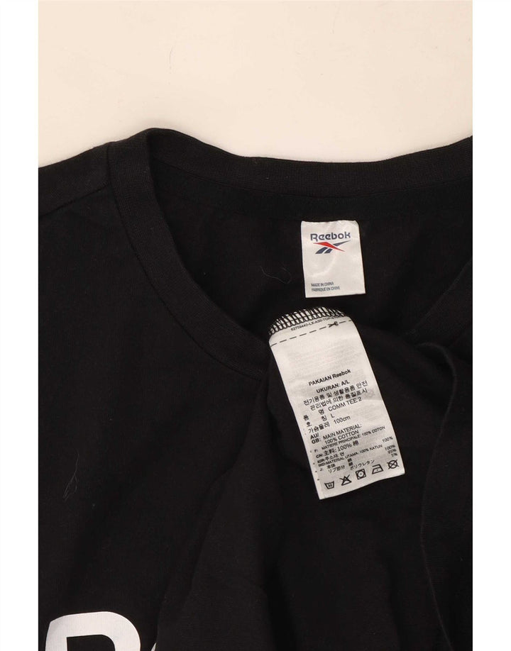 Reebok Herren Graphic T-Shirt Top Large Schwarz Baumwolle