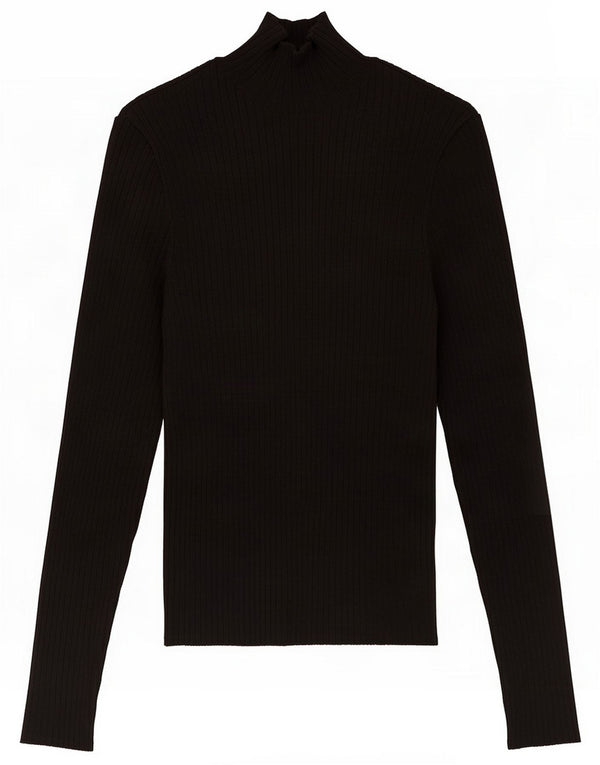 Zara Damen Slim Fit Top Langarm UK 14 Large Schwarz Viskose