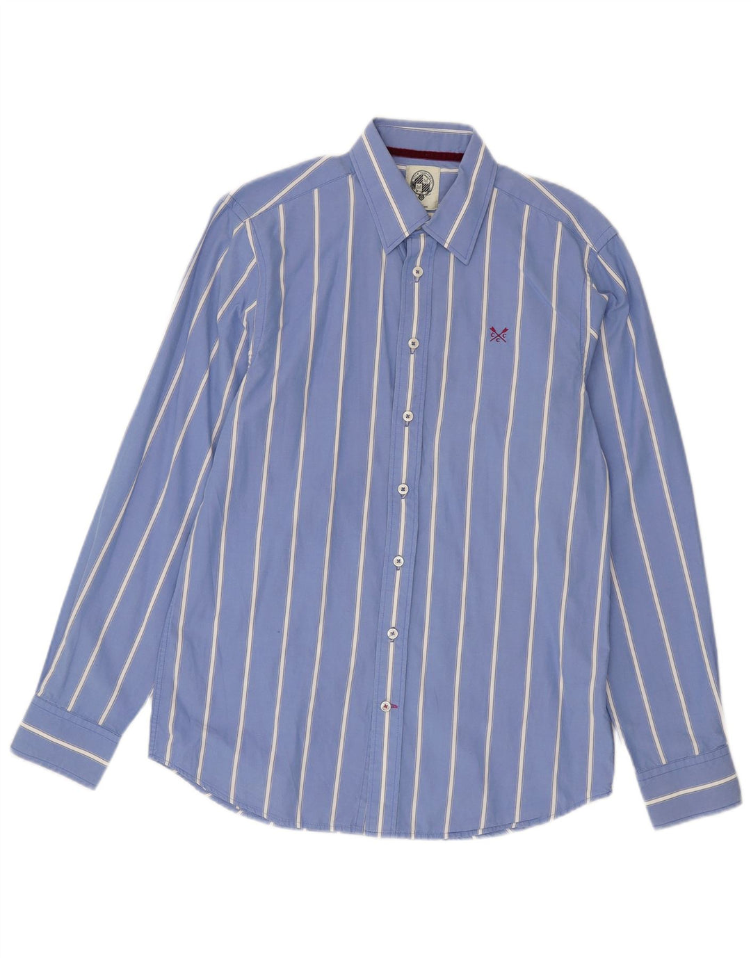 Crew Clothing Herren-Hemd mit maßgeschneiderter Passform, mittelblau, gestreift, Baumwolle