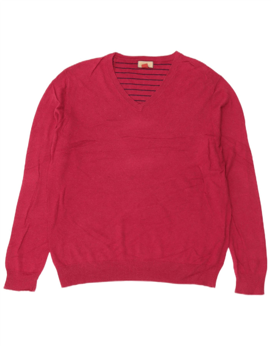 John Lewis Herren-Pullover mit V-Ausschnitt aus mittelroter Baumwolle